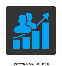 Audience Growth vector icon. This flat rounded square button uses white and gray colors and isolated on a white background.