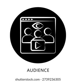 Audience Icon Button, Hand Drawn Icon. Mini Illustration For Modern Concept, Ui, Ux Web And App Development. Related To Seo And Online Marketing.