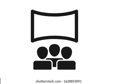 Audience icon, cinema hall icon on white background