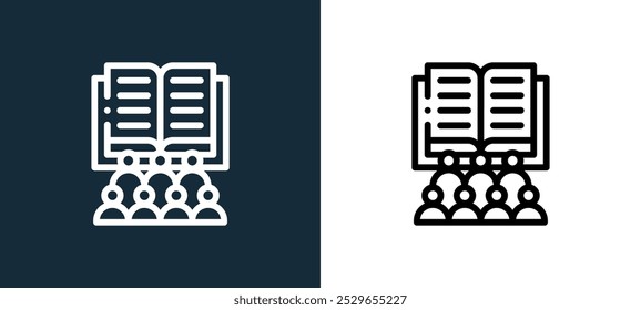 audience icon isolated on white and black colors. audience outline linear vector icon from international literacy collection for mobile apps, web and ui.