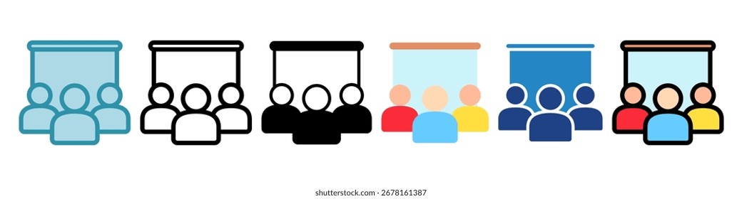 Icono de audiencia Icono de mini ilustración. Uso Para El Concepto Moderno, Impresión, Ui, Ux Kit, Web Y Desarrollo De App. Vector Relacionado Con La Oficina, La Educación, El Examen Y Más