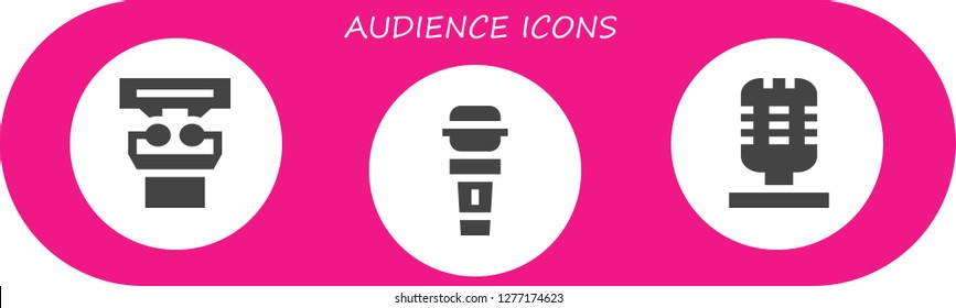  audience icon set. 3 filled audience icons. Simple modern icons about  - Presentation, Microphone