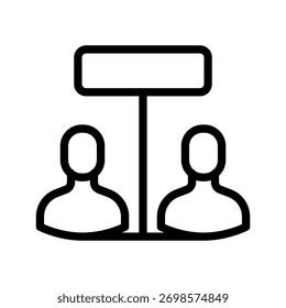 Conjunto de iconos de audiencia con espectadores, reuniones públicas, asistentes a la presentación y comunicación grupal en un estilo gráfico de línea moderno y limpio