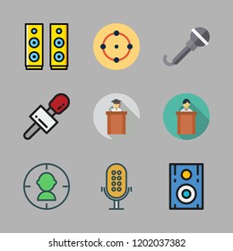 audience icon set. vector set about target, microphone, speaker and lecture icons set.