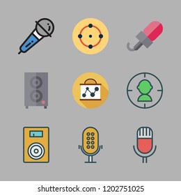 audience icon set. vector set about target, presentation, microphone and speaker icons set.