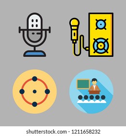 audience icon set. vector set about target, lecture, microphone and speaker icons set.