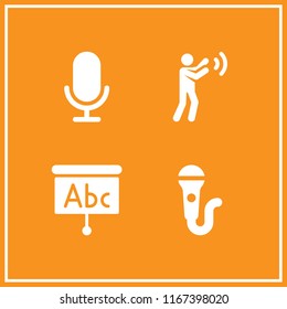 audience icon. This set with applause, presentation, mic and microphone vector icons for mobile and web