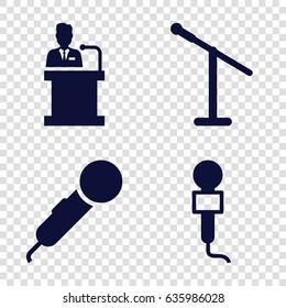 Audience icons set. set of 4 audience filled icons such as microphone