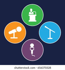 Audience icons set. set of 4 audience filled icons such as microphone