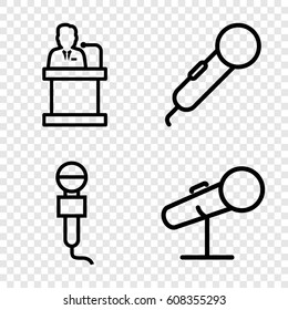 Audience icons set. set of 4 audience outline icons such as microphone