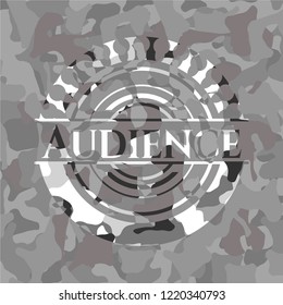 Audience on grey camouflaged pattern