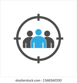 Audience, people target icon. Vector illustration, flat design.