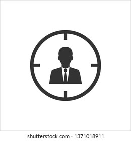 Audiencia, personas de destino icono. Ilustración vectorial, diseño plano.