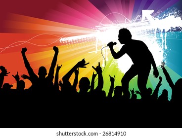 Audience and the Performer. Vector Illustration.