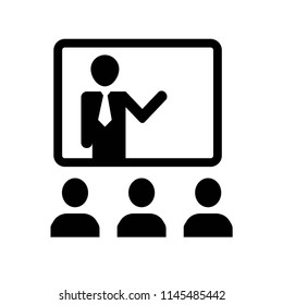 Audience in presentation of business icon vector icon. Simple element illustration. Audience in presentation of business symbol design. Can be used for web and mobile.