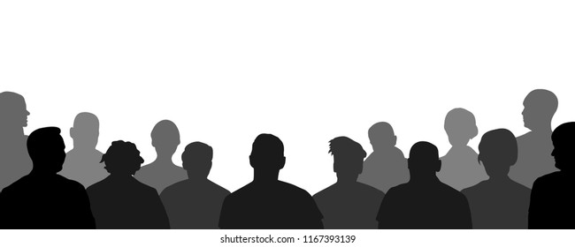 Audience, public, auditory, classroom. Crowd of people auditorium, silhouette vector