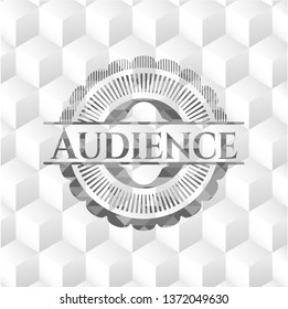 Audience realistic grey emblem with cube white background