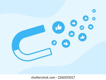 Audience Retention - Social media engagement concept symbolizing attraction of likes. Strategy for audience engagement and customer acquisition, user retention. Increase engagement and boost marketing