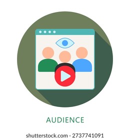 Audience Rounded Flat Color Icon, Mini Illustration For Modern Concept, Ui, Ux Web And App Development. Related To Seo And Online Marketing.