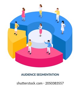 Audience segmentation concept. Dividing your target audience. Isometric illustration on white background.