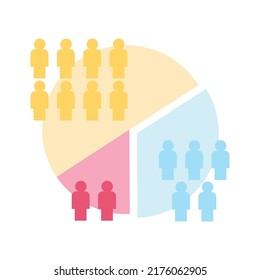 Audience segmentation semi flat color vector element. Marketing strategy. Divided segments. Full sized decoration on white. Simple cartoon style illustration for web graphic design and animation