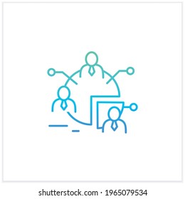 Audience segments gradient icon.Process of dividing an audience into people groups who have similar needs,values or characteristics.Isolated vector illustration.Suitable to banners,apps,presentation