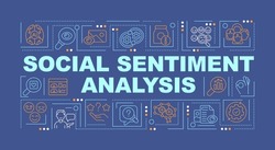 Audience Sentiment Analysis Word Concepts Dark Blue Banner. Marketing. Infographics With Editable Icons On Color Background. Isolated Typography. Vector Illustration With Text. Arial-Black Font Used
