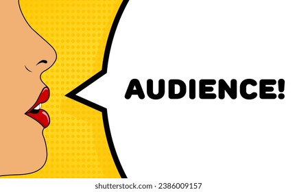 Audience sign Flat, color, talking lips, audience sign. Vector icon