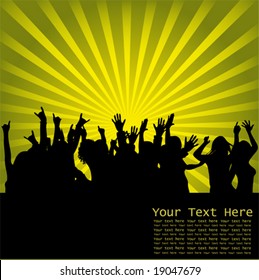 Audience silhouette, in gradient rays