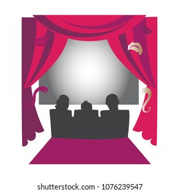 Audience Silhouette Old Cinema Interior Vector Stock Vector (Royalty ...