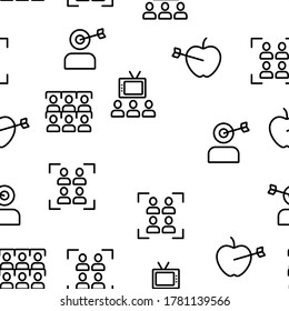 Audience Social Group Vector Seamless Pattern Thin Line Illustration