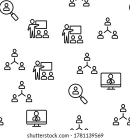 Audience Social Group Vector Seamless Pattern Thin Line Illustration