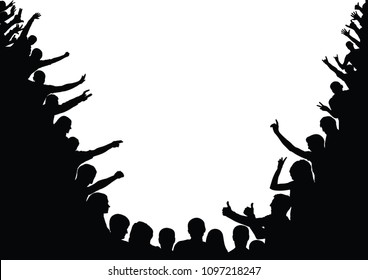 Audience, spectators, public. Crowd, silhouettes. Vector