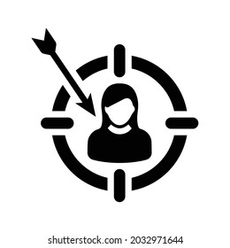 Audience, target icon. Black vector graphics.