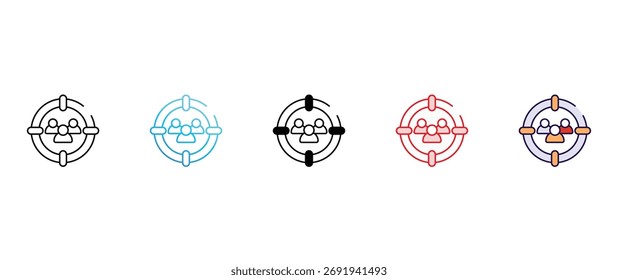 Design de ícone de destino de público com ilustração de estoque de fundo branco