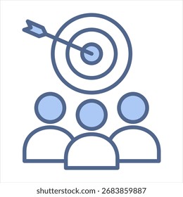 Ilustração de vetor de ícone azul direcionada ao público-alvo