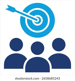 Ilustração de vetor de ícone azul plano direcionada ao público-alvo