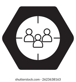 Audience Targeting icon, Precision Reach Mastering the Art of Audience Targeting, Smart Segments, Better Results Unlocking the Power of Targeted Marketing, vector