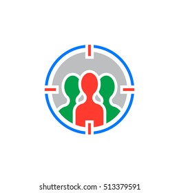 audience targeting icon vector, filled flat sign, solid colorful pictogram isolated on white, logo illustration