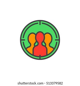 audience targeting line icon, filled outline vector sign, linear colorful pictogram isolated on white. logo illustration