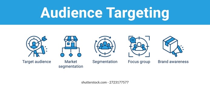Audience Targeting web banner icon vector illustration concept , with icon of Target audience, Market segmentation, Segmentation, Focus group.