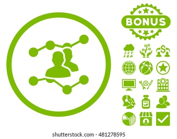 Audience Trends icon with bonus. Vector illustration style is flat iconic symbols, eco green color, white background.