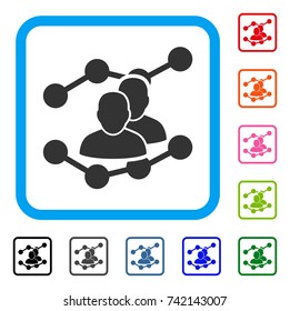 Audience Trends icon. Flat gray pictogram symbol in a light blue rounded rectangular frame. Black, gray, green, blue, red, orange color versions of Audience Trends vector.