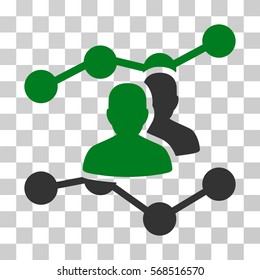 Audience Trends icon. Vector illustration style is flat iconic bicolor symbol, green and gray colors, transparent background. Designed for web and software interfaces.