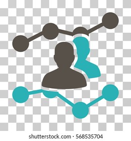 Audience Trends icon. Vector illustration style is flat iconic bicolor symbol, grey and cyan colors, transparent background. Designed for web and software interfaces.
