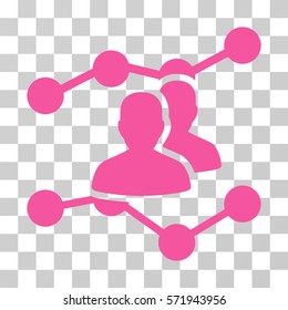 Audience Trends icon. Vector illustration style is flat iconic symbol, pink color, transparent background. Designed for web and software interfaces.