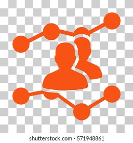 Audience Trends icon. Vector illustration style is flat iconic symbol, orange color, transparent background. Designed for web and software interfaces.