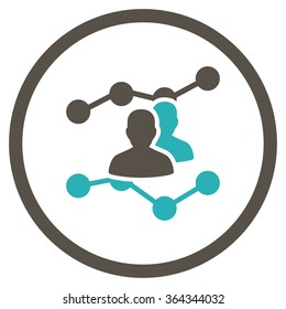 Audience Trends vector icon. Style is bicolor flat circled symbol, grey and cyan colors, rounded angles, white background.