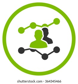 Audience Trends vector icon. Style is bicolor flat circled symbol, eco green and gray colors, rounded angles, white background.