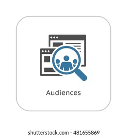 Audiences Icon. Business Concept. Flat Design Isolated Illustration. App Symbol or UI element. Laptop with online consultant session.
